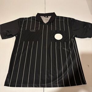 Final Decision Short Sleeve Black Striped Soccer Referee Shirt Men’s Size L